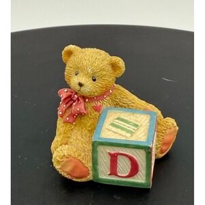 Vintage 1995 Cherished Teddies Priscilla Hillman Enesco Bear with Block D
